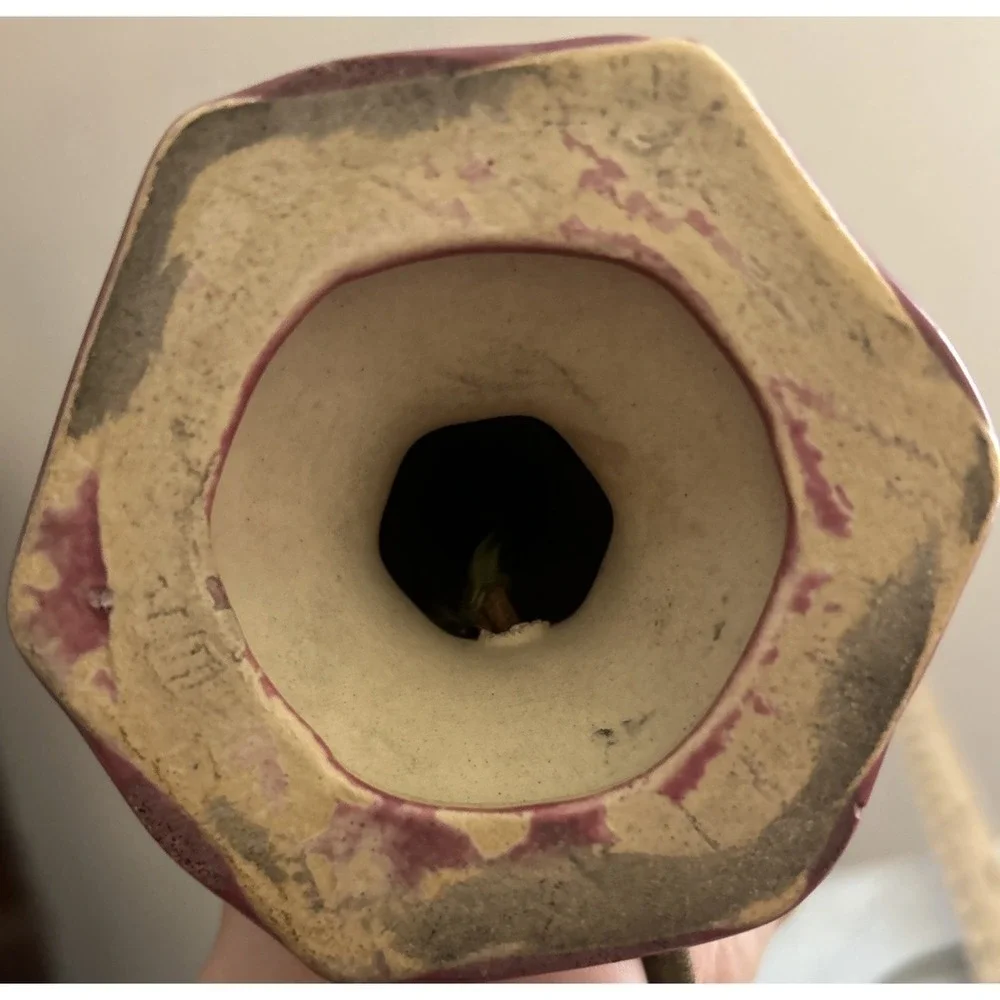 Fulper Arts And Crafts Pottery Ceramic Vase Lamp Moss to Rose 9